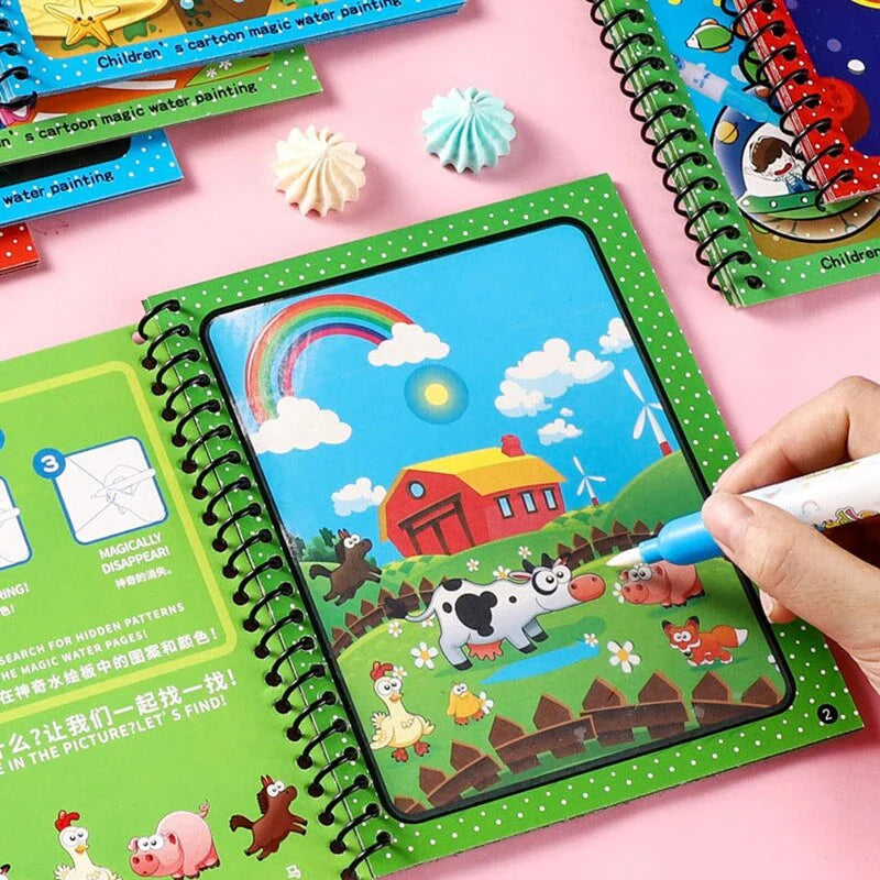 Reusable Magic Water Painting Book Children's handmade colorful water picture book kindergarten coloring graffiti