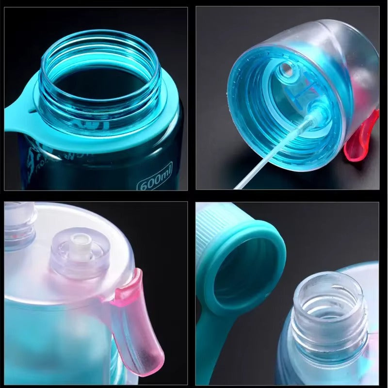 2 in 1 Drink and Mist Water Bottle, Sports Spray Water Bottle Straw Outdoor Bicycle