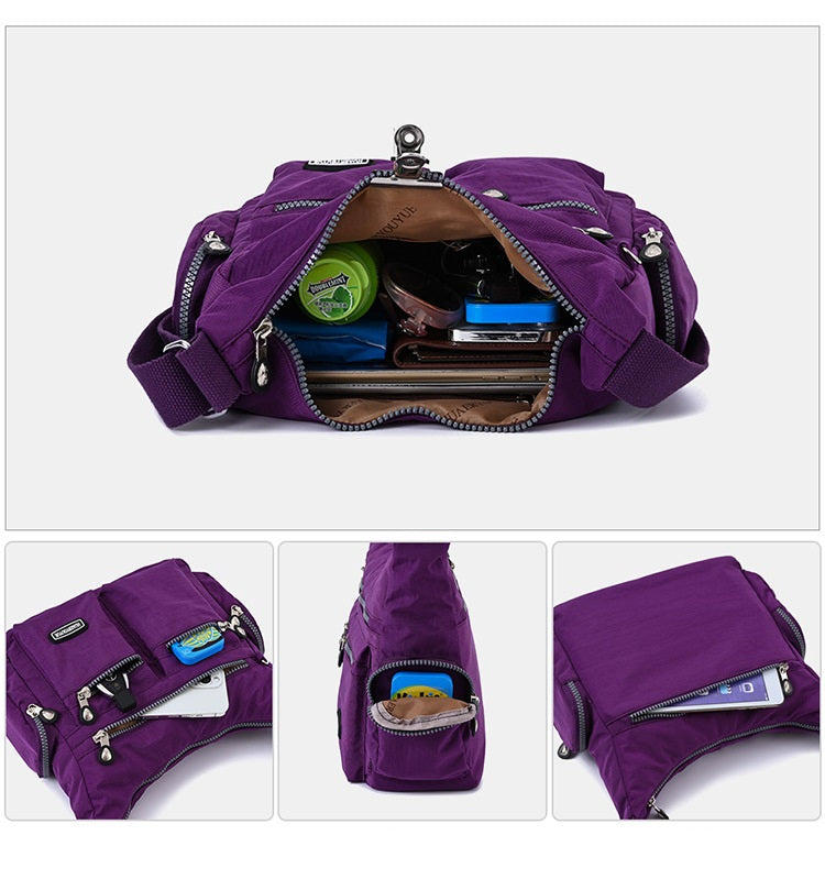 Nylon Shoulder Bag Waterproof Lightweight Crossbody Bag Large Capacity Casual Tote Handbag For Women Girls