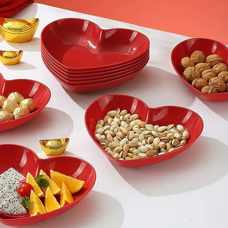 8pcs Heart Shaped Multi-Coloured Snack Plates For Kidz HEART SHAPE 8 PLATE WITH STAND