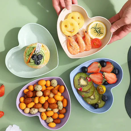 8pcs Heart Shaped Multi-Coloured Snack Plates For Kidz HEART SHAPE 8 PLATE WITH STAND VING & USAGE/8PC PLATE SET Pack of 6 plastic glass 8pcs Heart PLATE( MIX AND RANDOM COLOURS)