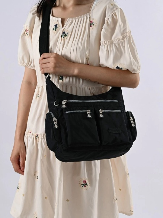 Nylon Shoulder Bag Waterproof Lightweight Crossbody Bag Large Capacity Casual Tote Handbag For Women Girls
