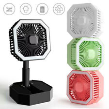 Portable Foldable Mini Fan With Led Light Rechargeable Adjustable Height Angle Usb Fan For Travel Office Home