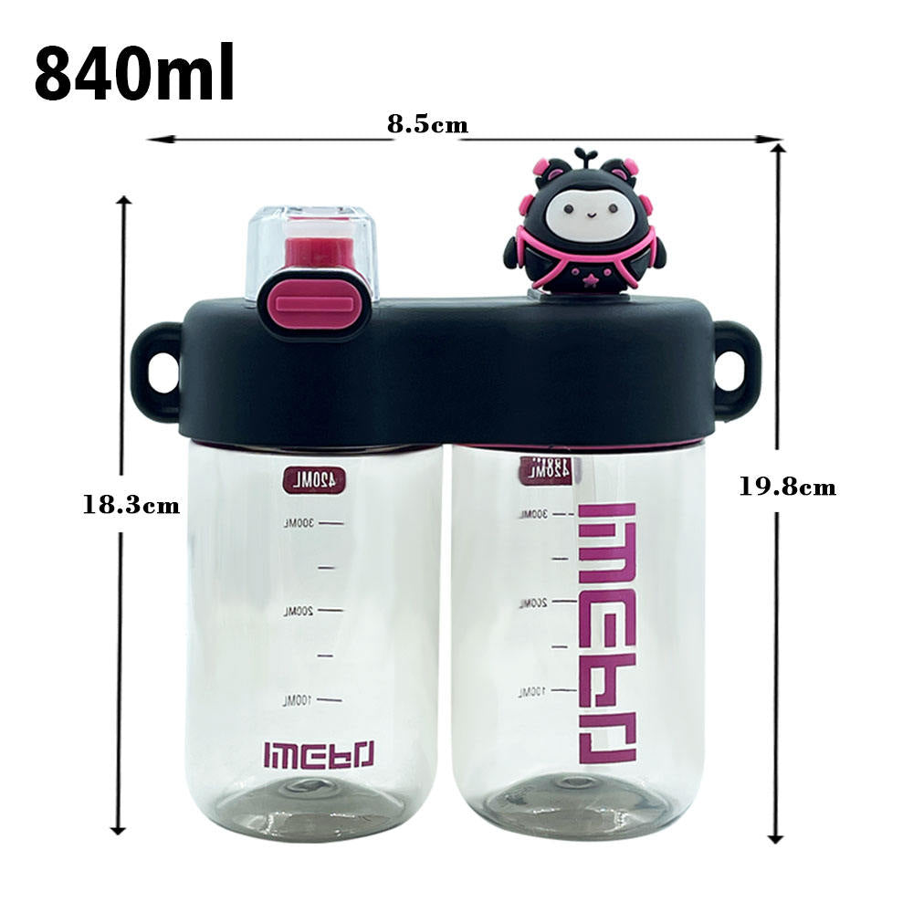 840ML Twin Compartment WaterBottle For Outdoor With Strap