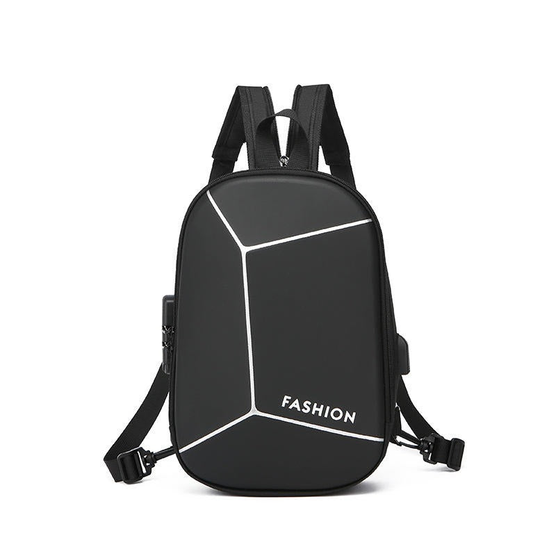 Hard Sling Bag With USB Port & Password Lock | Polyester Backpack | Anti-Theft Backpacks | Chest Bags