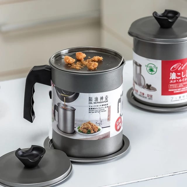 High Quality Fryer Oil Filter Pot Carbon Steel oilcan with Stainless Steel Kitchen Storage Jug Cooking Pot