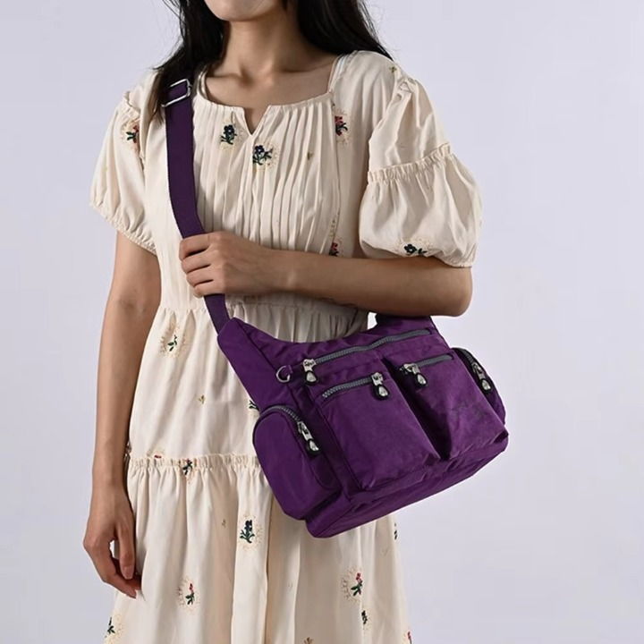 Nylon Shoulder Bag Waterproof Lightweight Crossbody Bag Large Capacity Casual Tote Handbag For Women Girls