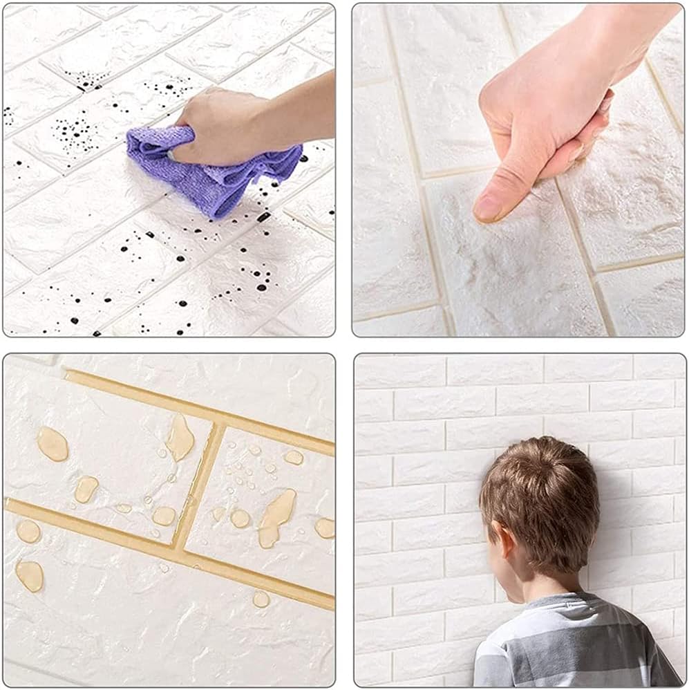 3D Wallpaper Wall Panels Stone Look Self-Adhesive Foam Waterproof Wall Wallpaper Foam for Bedroom Bathroom Living Room