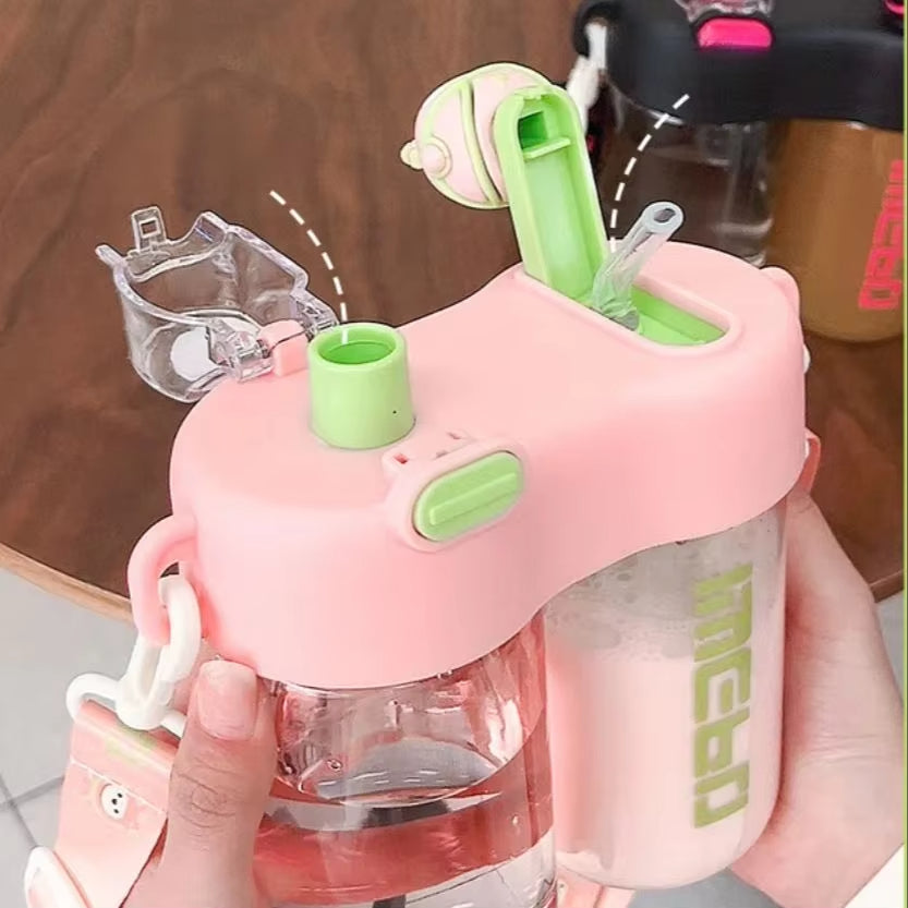 840ML Twin Compartment WaterBottle For Outdoor With Strap