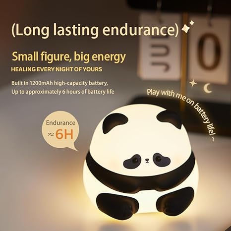 Cute Panda Night Light, Dimmable Nursery Kawaii Lamps for Room Decor, Super Squishy Silicone Night Lamp.