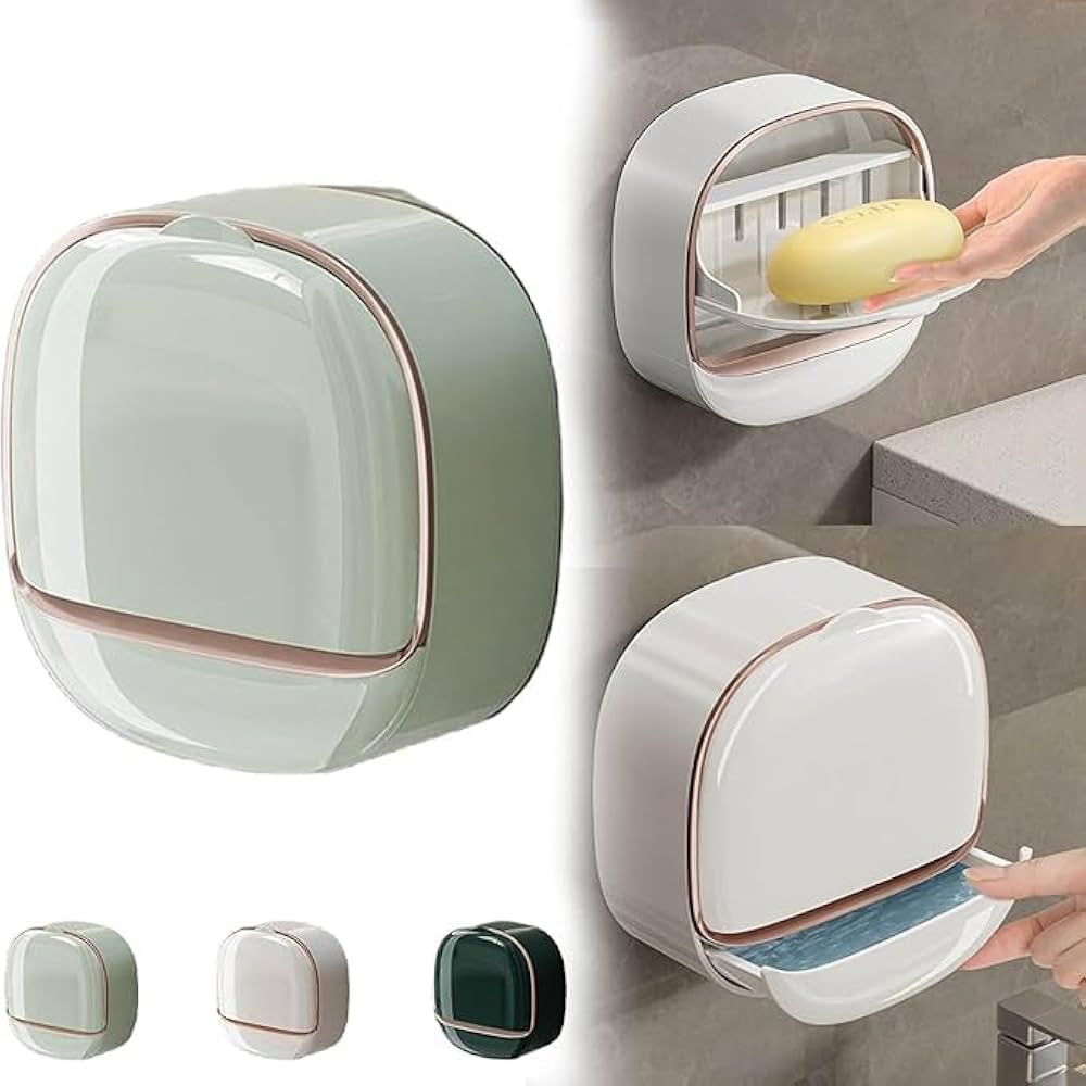 Easy Flip Liquid Hand Soap Box for Bathroom Kitchen Double Face No Drilling and Handy Drain Drawer