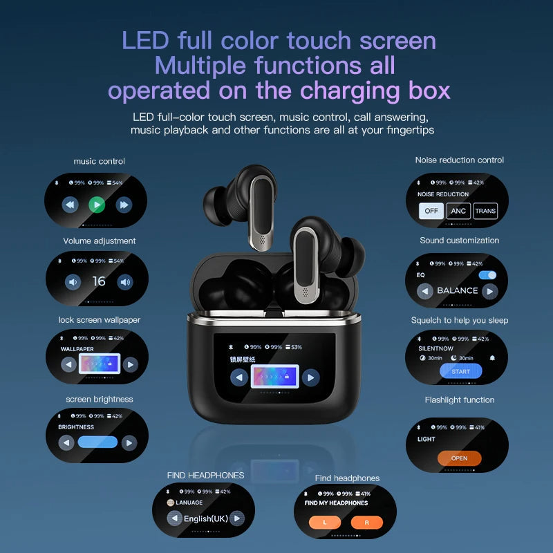 Smart LED airpods with Screen Display True Wireless Noise Cancelling