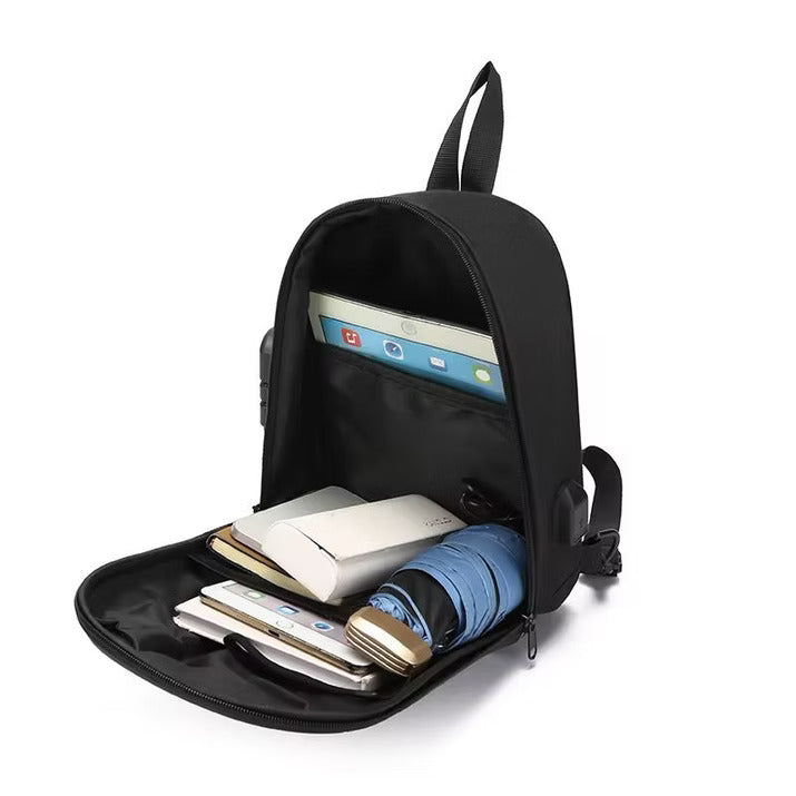 Hard Sling Bag With USB Port & Password Lock | Polyester Backpack | Anti-Theft Backpacks | Chest Bags
