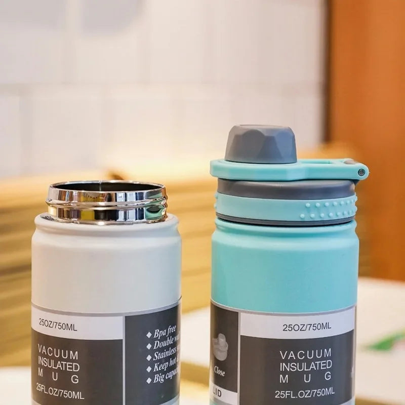 750ML Stainless Steel Outdoor Thermos Bottle Cup Large-Capacity Portable Sports Travel Car Water Cup Kettle Kids Water Bottle