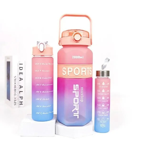 (Set of 3) Motivational Sport Water Bottle 2000ML/900ML/300ML