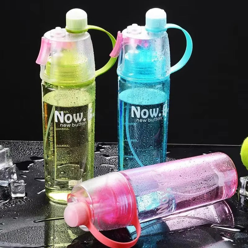 2 in 1 Drink and Mist Water Bottle, Sports Spray Water Bottle Straw Outdoor Bicycle