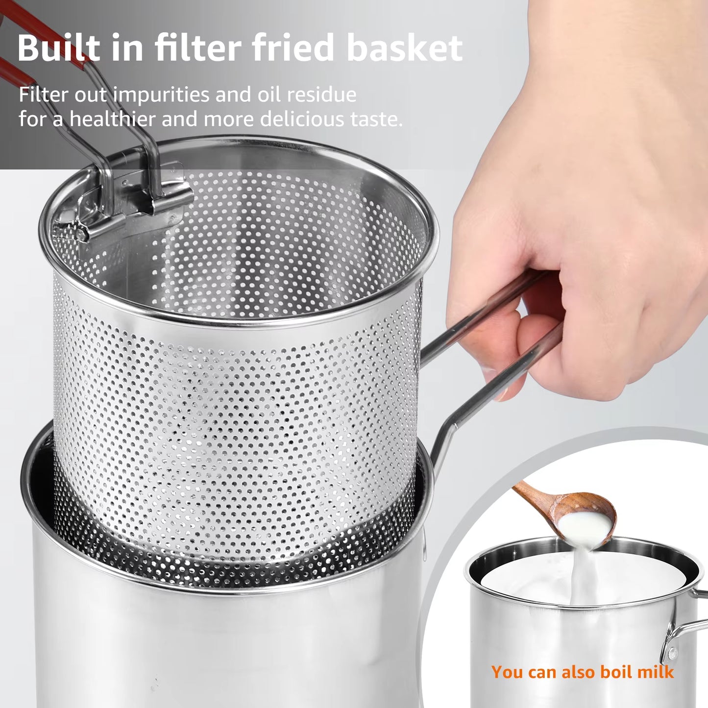 Stainless Steel Deep Frying Pot Strainer Basket