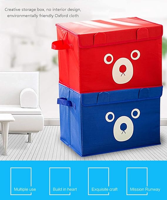 Panda Storage Box, Household Cute Cartoon Children'S Oxford Cloth Folding Storage Box, Toys, Clothes, Dust-Proof Cover Debris Storage