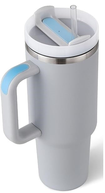 40oz Stainless Steel Tumbler with Handle Lid Straw