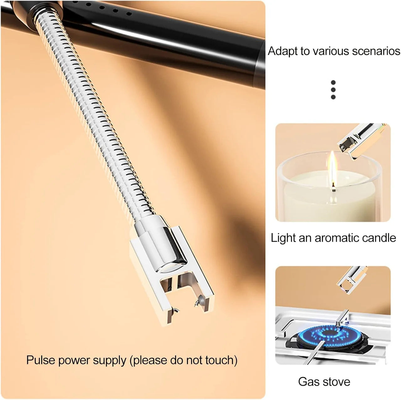 Light Arc, Electric Lighter, USB Rechargeable Electric LED Display Stick Lighter with Long Flexible Neck Suitable for Kitchen, (Multiple Colors)