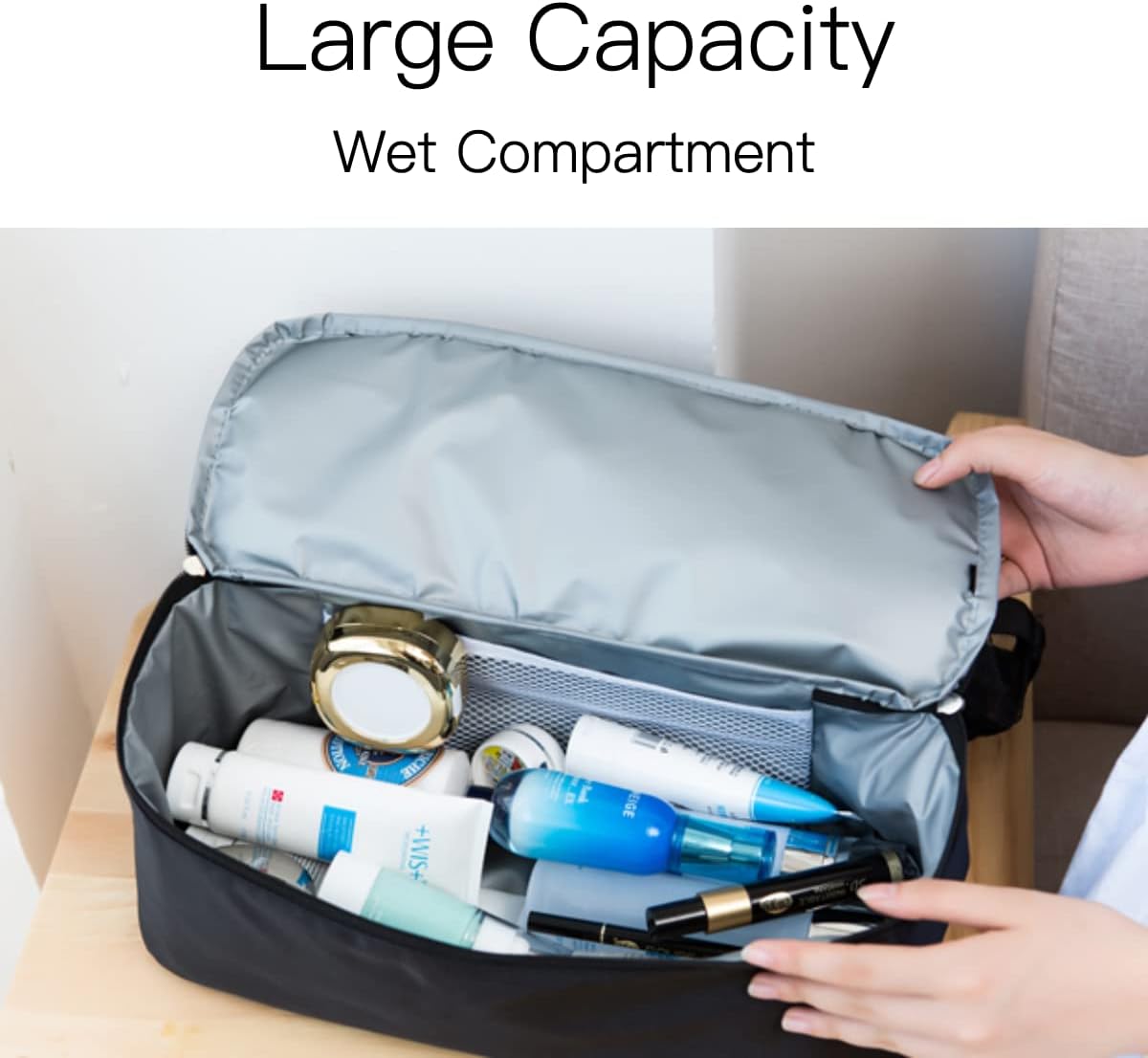 Mesh Shoulder Bag, Double Layer High Capacity Insulated with Cooler Layer for Outdoor(Black)