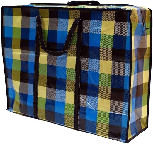 Laundry Shopping Bags - Random Coloured 170 GSM Jumbo Strong Reusable Waterproof Storage Bag with Zipper and Handle for Travel, Moving, Packing Cloths