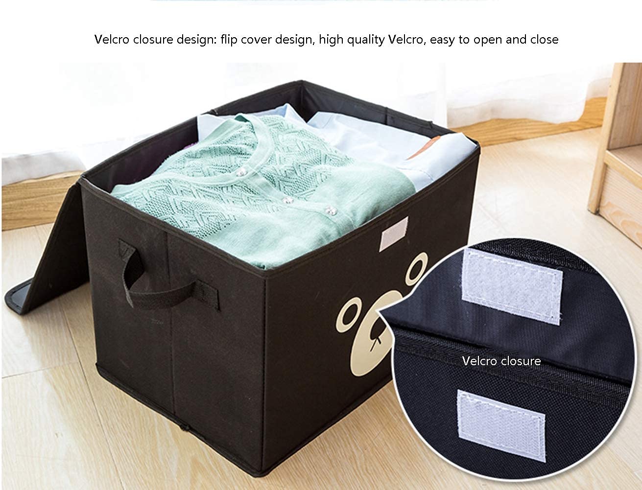 Panda Storage Box, Household Cute Cartoon Children'S Oxford Cloth Folding Storage Box, Toys, Clothes, Dust-Proof Cover Debris Storage