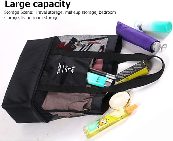 Mesh Shoulder Bag, Double Layer High Capacity Insulated with Cooler Layer for Outdoor(Black)