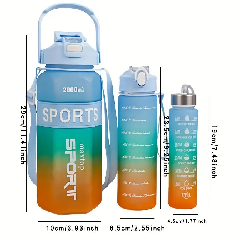 (Set of 3) Motivational Sport Water Bottle 2000ML/900ML/300ML