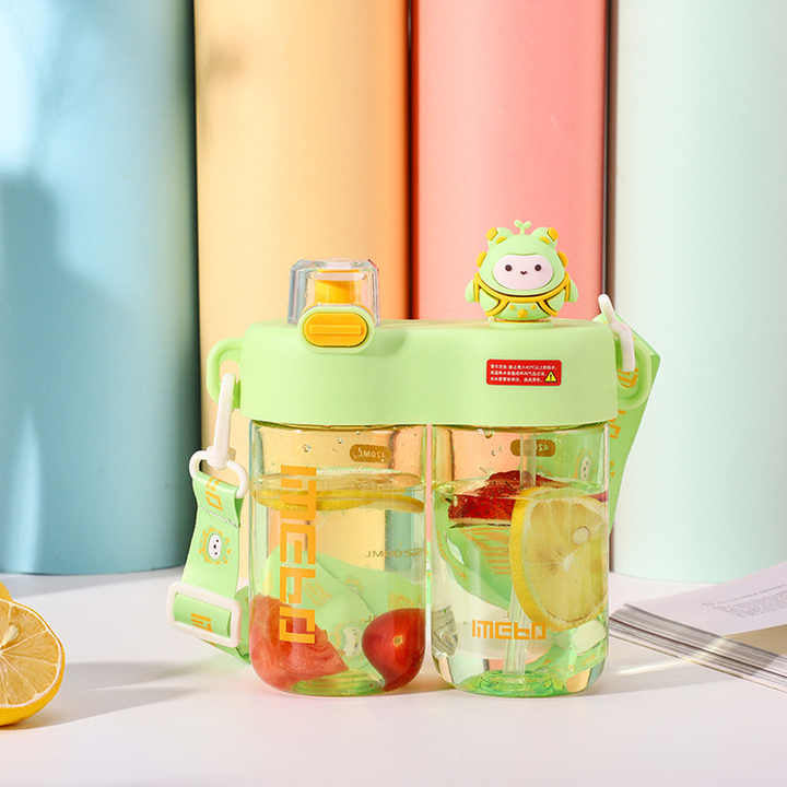 840ML Twin Compartment WaterBottle For Outdoor With Strap