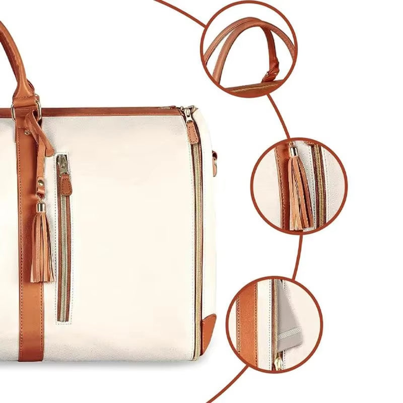 3 in 1 Hanging Suitcase Suit Weekender Travel Bag PU Leather Large Capacity Multifunctional
