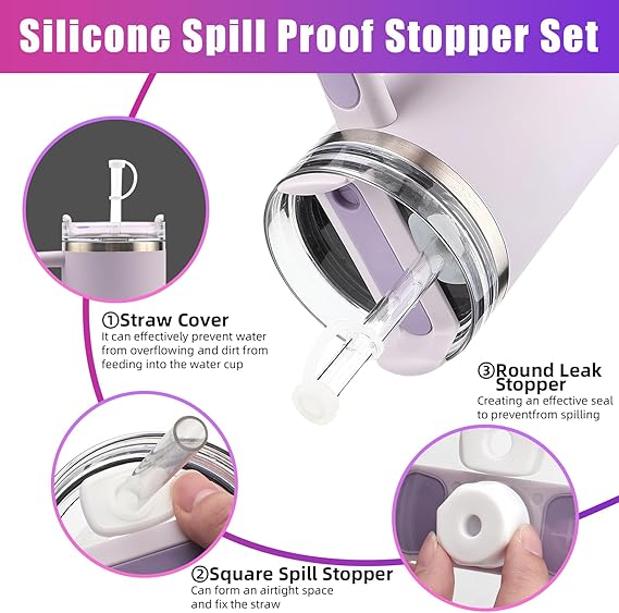 Spill Stopper Sets for Tumbler 40/30 oz with Straw Cover Caps, Leak Stoppers