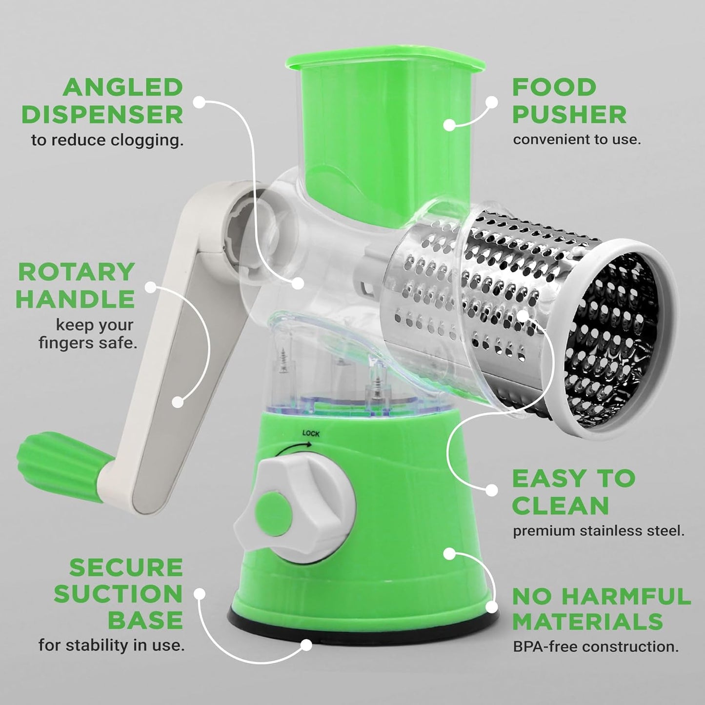 Manual Tabletop Drum 3 in 1 Rotary Shredder Slicer Grinder