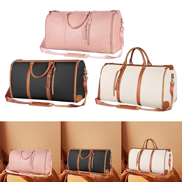 3 in 1 Hanging Suitcase Suit Weekender Travel Bag PU Leather Large Capacity Multifunctional