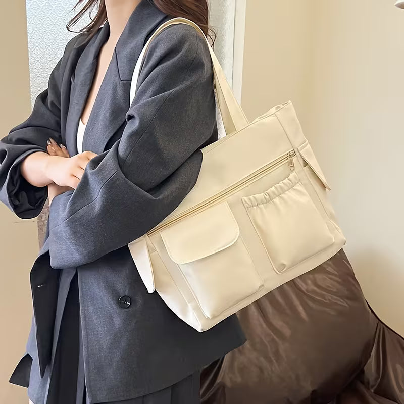 Women'S Shoulder Handbag Tote, Casual and Everyday Carry, Multi Pocket Lightweight Nylon Bag