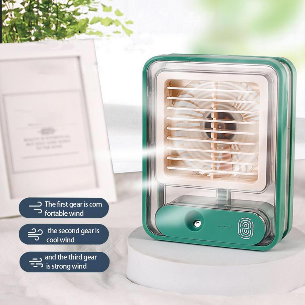 Rechargeable Mini USB Fan with Mist humidifier water spray- Mini AC Cooler With Led