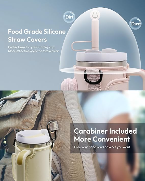 Water Bottle Carrier Bag for Stanley 40oz Tumbler with Phone Pocket And Adjustable Strap