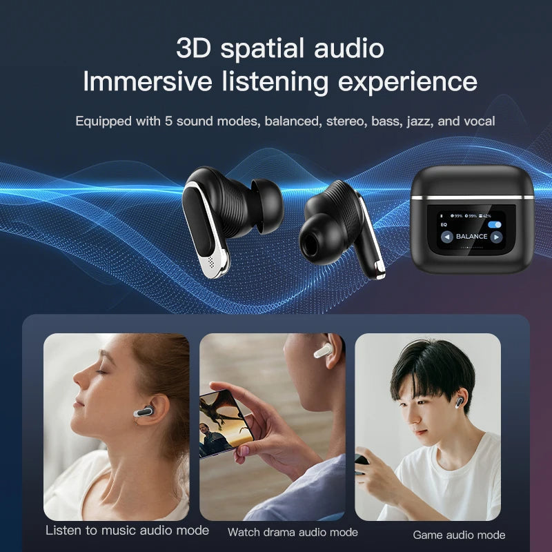 Smart LED airpods with Screen Display True Wireless Noise Cancelling