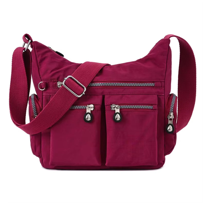 Nylon Shoulder Bag Waterproof Lightweight Crossbody Bag Large Capacity Casual Tote Handbag For Women Girls