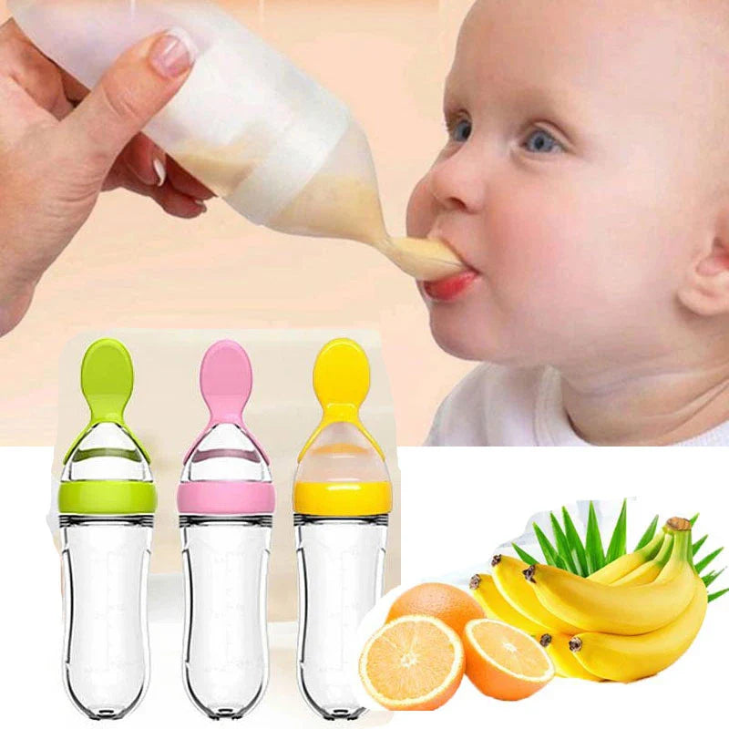 Silicone Baby Feeding Spoon Food Dispensing Weaning Feeder.