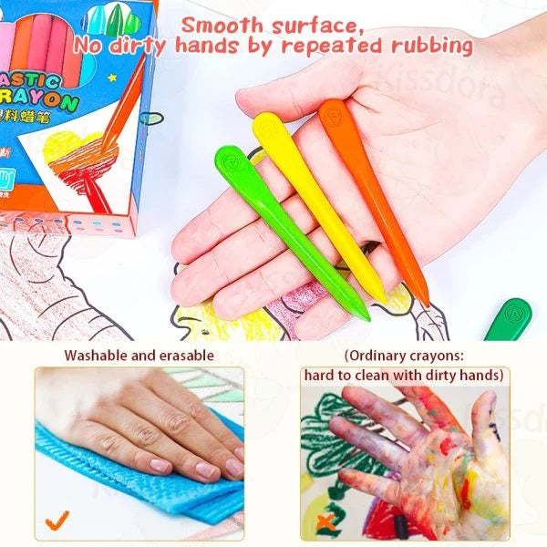 Pack of 12 Plastic Crayons with Box