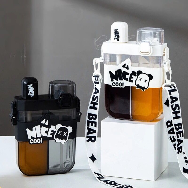 Dual Compartment Water Bottle, 600ml Capacity