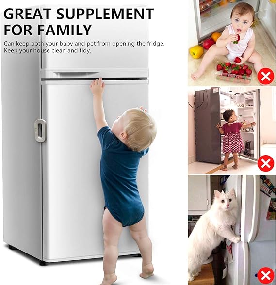 Child Safety Refrigerator Lock – Self-Adhesive Double Button Childproof Freezer Door Lock (Multicolor)
