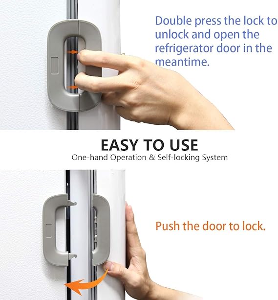 Child Safety Refrigerator Lock – Self-Adhesive Double Button Childproof Freezer Door Lock (Multicolor)