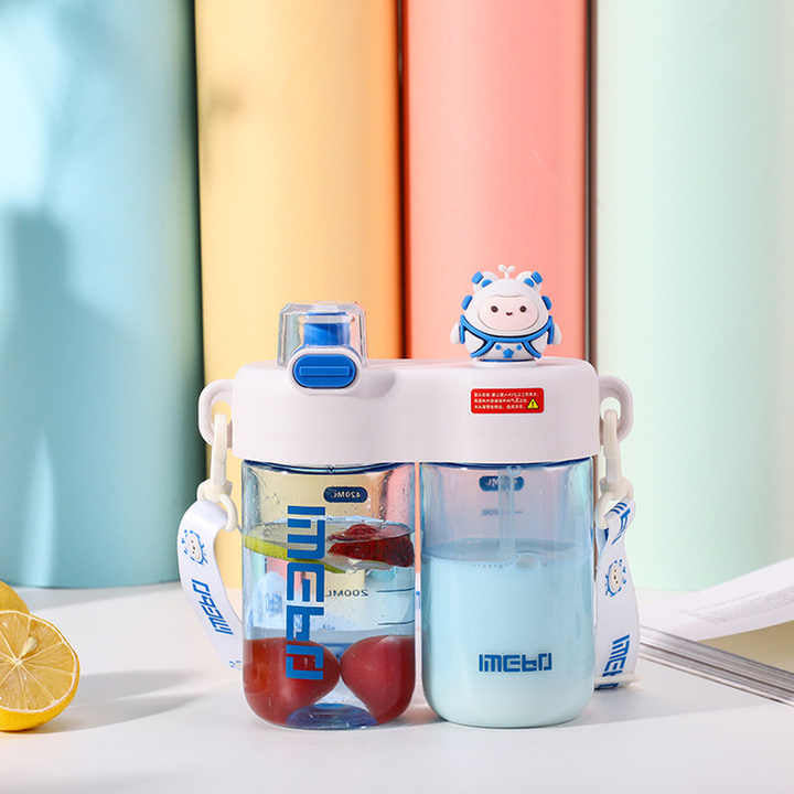 840ML Twin Compartment WaterBottle For Outdoor With Strap