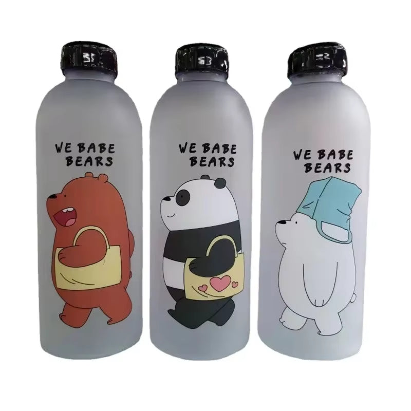 1000ml Cute Panda Transparent Plastic Bottle Leakproof