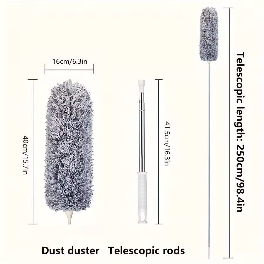 Extendable Grey Duster Microfiber - Bendable With Stainless Steel Rod