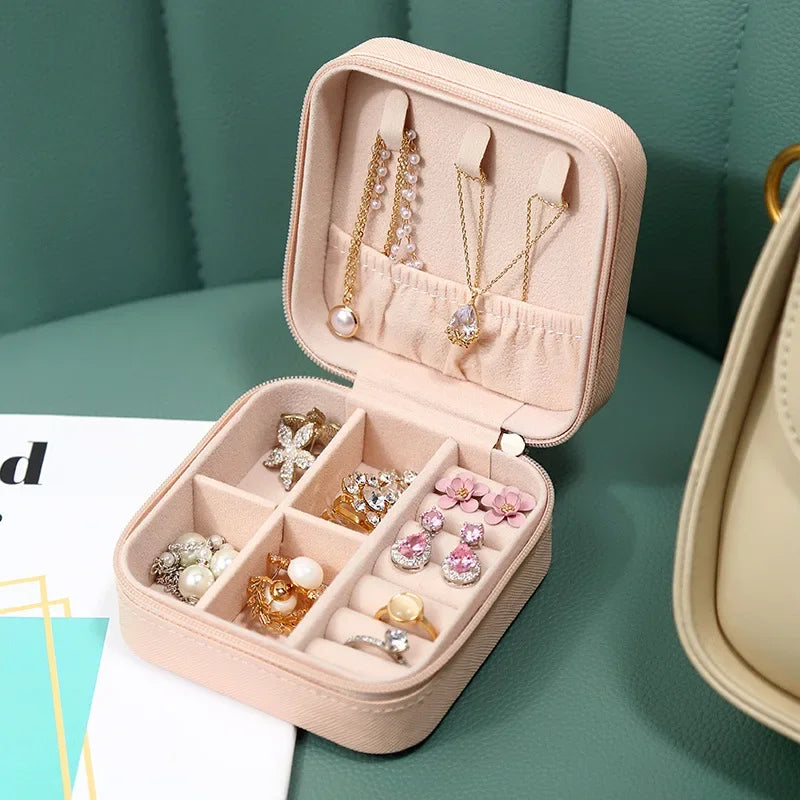 Leather Jewelry Organizer Case: Portable Storage Box for Travel & Daily Use