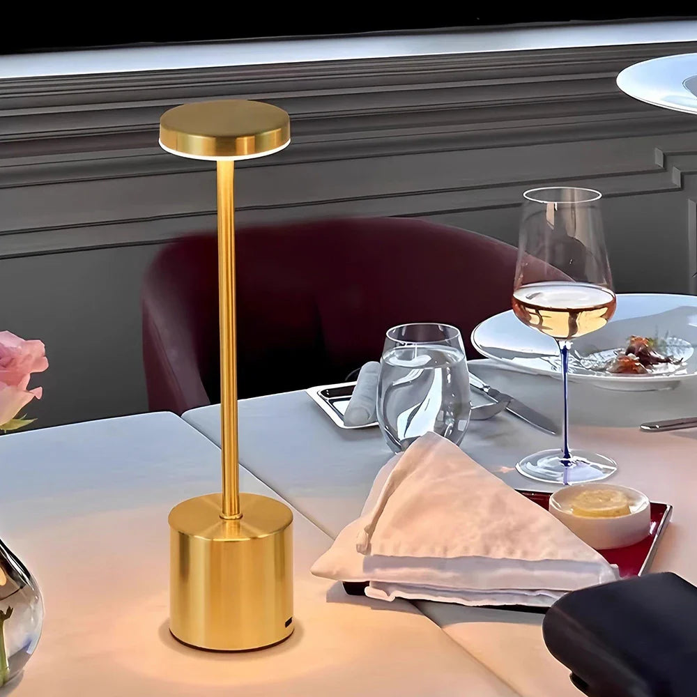Rechargeable Touch Table Lamp - 3 Color LED Night Light Metal Body Retro Style