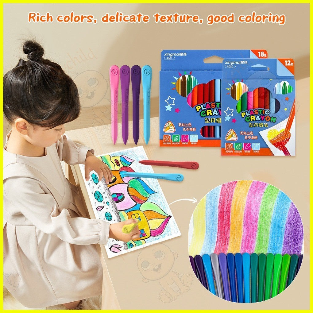 Pack of 12 Plastic Crayons with Box
